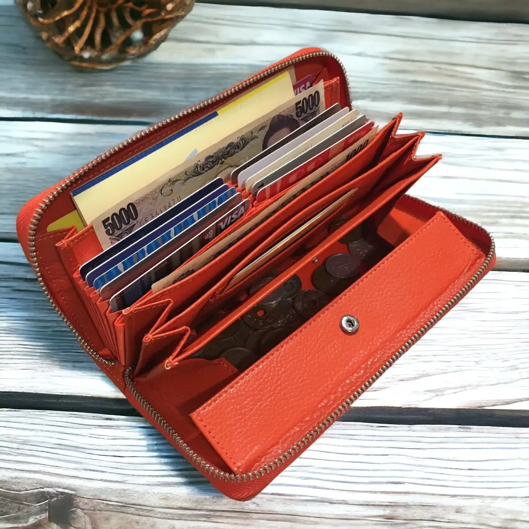 財布 牛革 長財布 BOX型 じゃばら コインスロット 大容量 ブラック 黒 牛革シュリンク型押し 長財布 大容量 BOX型小銭入れ ジャバラカード